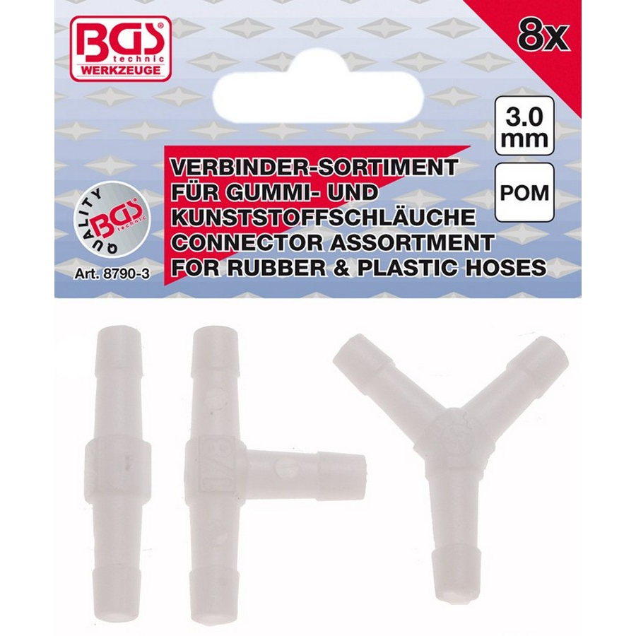 Assortiment de connecteurs de tuyau 3 mm - code BGS8790-3