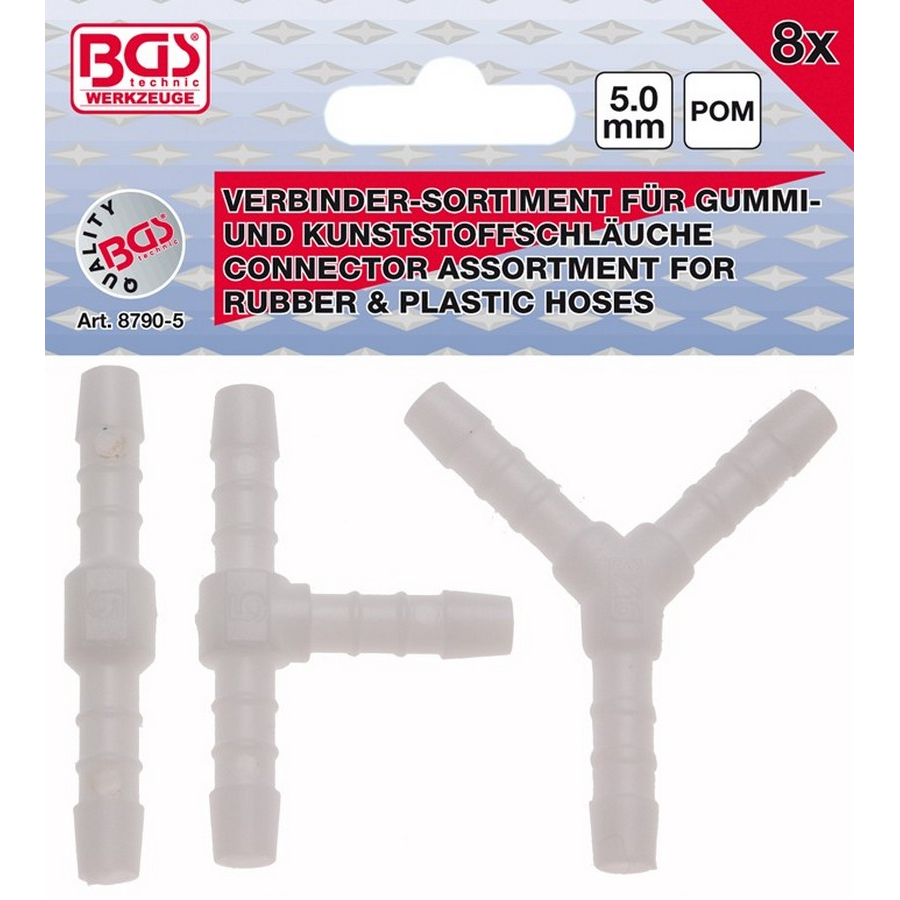 ass. 8 pz connettori per tubi ï 5 mm - codice BGS8790-5