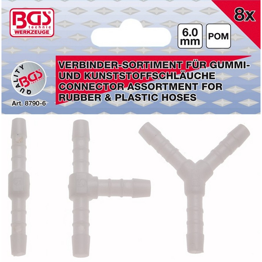 6 mm hose connector assortment - code BGS8790-6