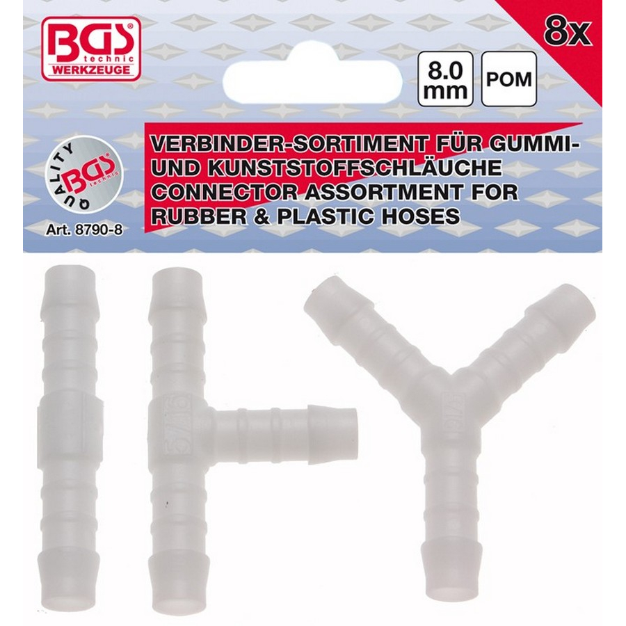 8-mm-Schlauchverbinder-Sortiment - Code BGS8790-8