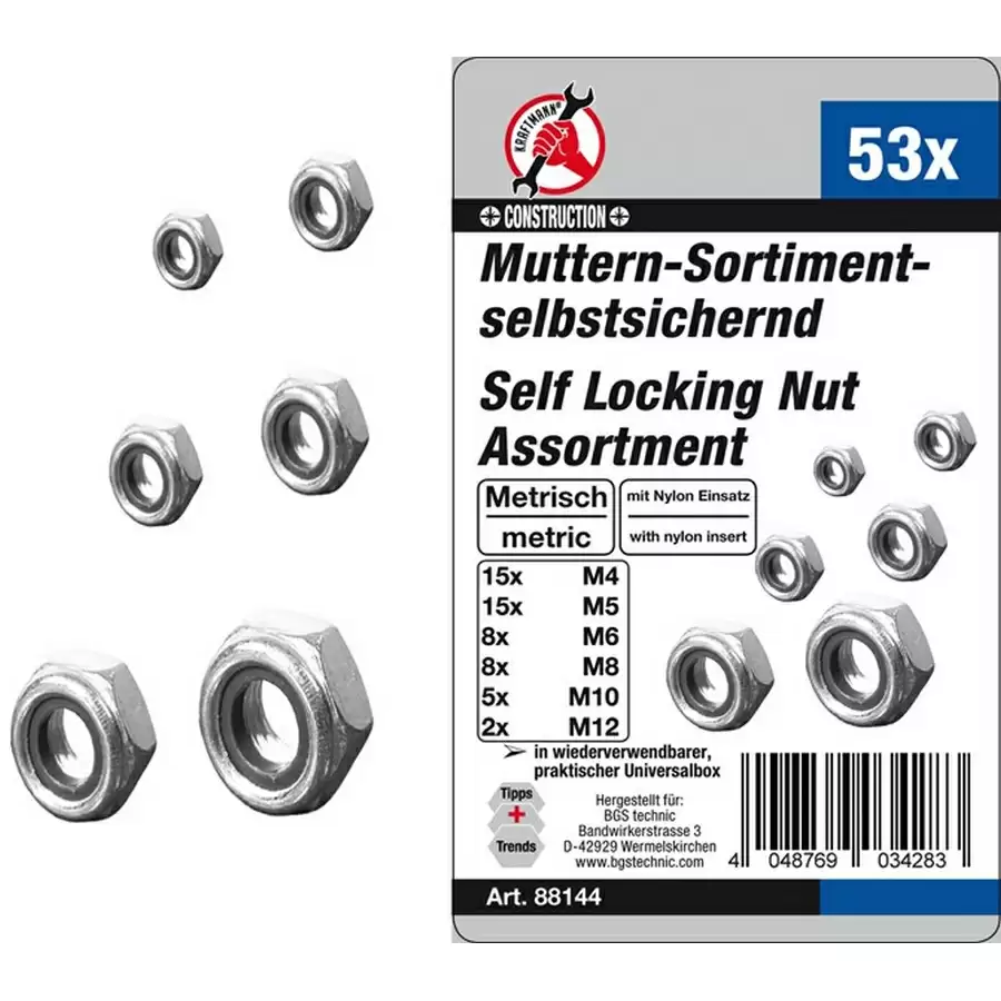 Assortiment de noix de 53 pièces auto-verrouillage - Code BGS88144 - image