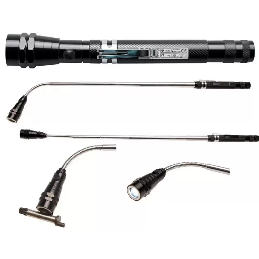 2-in-1 extendable led flashlight with magnetic pick up tool - code BGS9303 - image