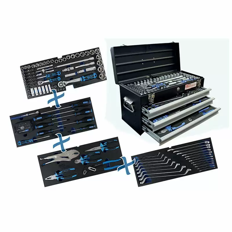 Metal workshop Trolley 3 drawers with 143 Tools - Code BGS3318 - image