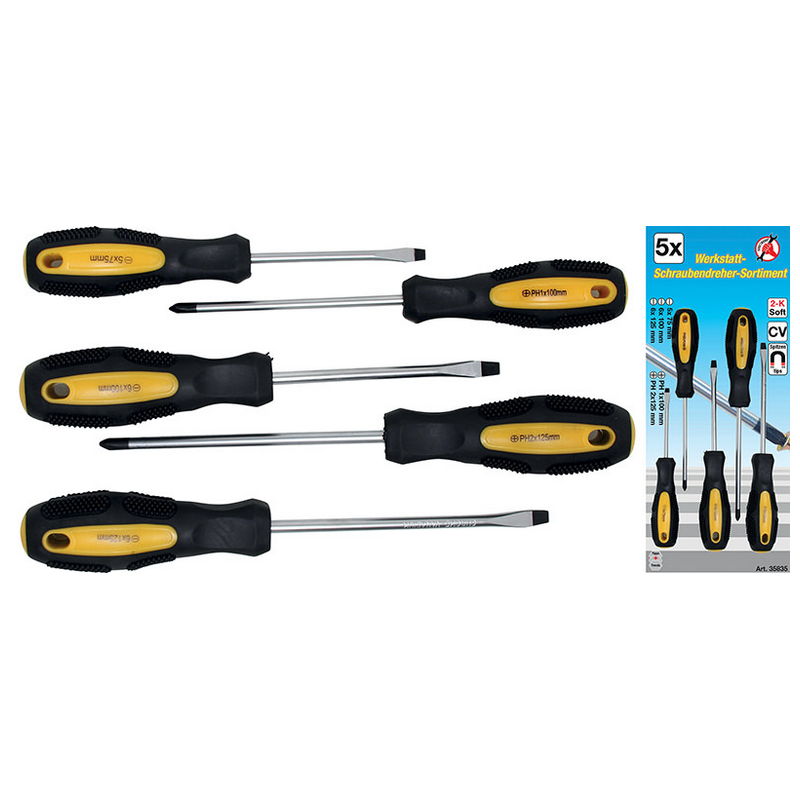 Screwdriver Set 5pcs PH and Slotted - Code BGS35835