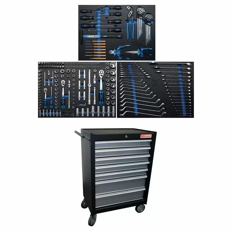 Workshop Trolley 7 drawers with 263 Tools - Code BGS4062 - image