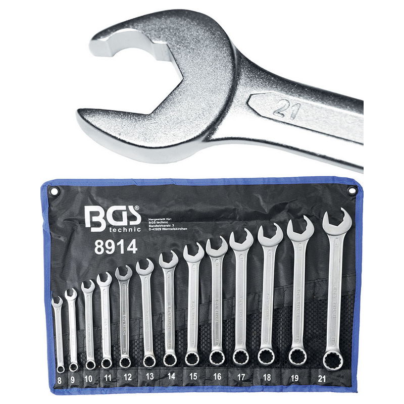 Combination Spanner Set Open End with Ratchet Function 8 - 21mm 13pcs - Code BGS8914