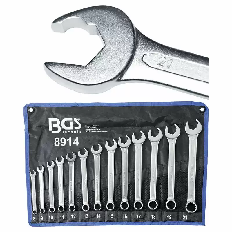 Combination Spanner Set Open End with Ratchet Function 8 - 21mm 13pcs - Code BGS8914 - image