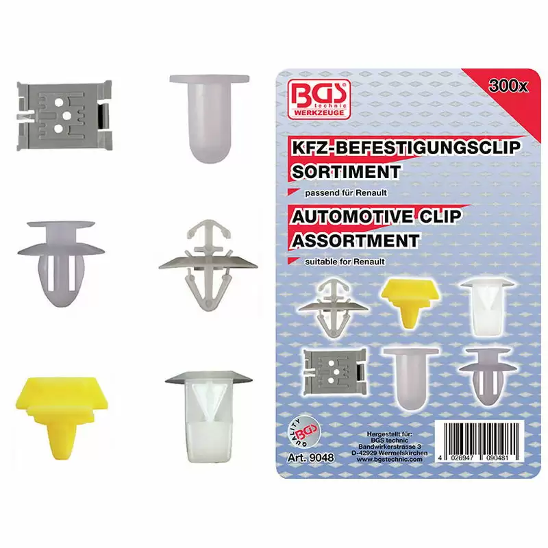 Automotive Clip Assortment for Renault 300pcs - Code BGS9048 - image